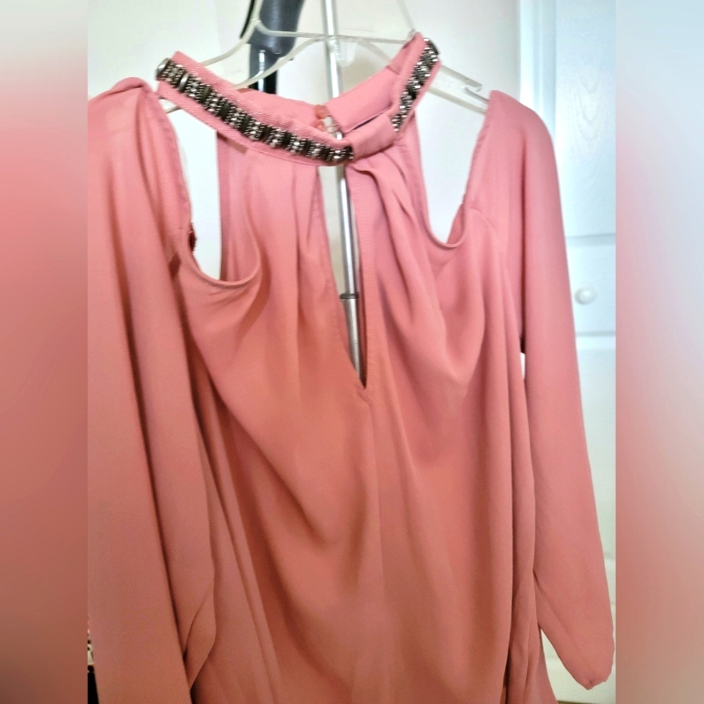 Cold shoulder blouse with beautiful beaded wotk on collar mark BOLD